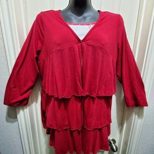 JONATHAN MARTIN Red Layered Ruffles Lightweight Jacket, XL
